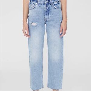 Anine Bing Blue Straight Leg Jeans with Vintage Appeal